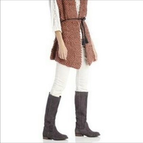 Sole Society Shoes - Sole Society Grey Suede Leather Tall Kellini Boots